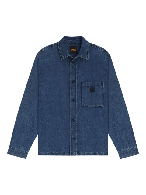 BOSS patch-pocket denim shirt