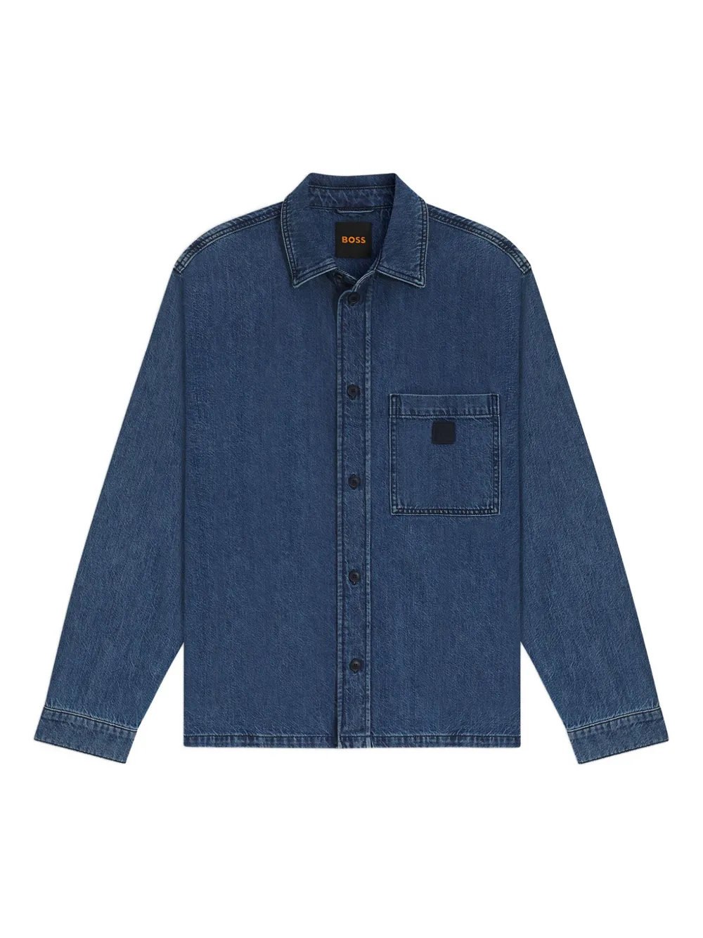 BOSS patch-pocket denim shirt - Blauw