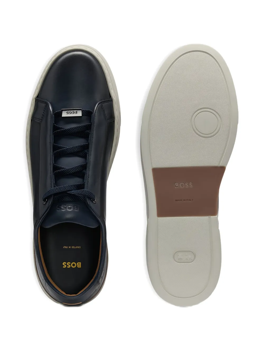 Hugo Boss Gary Leather Lace-up Sneakers In Blue