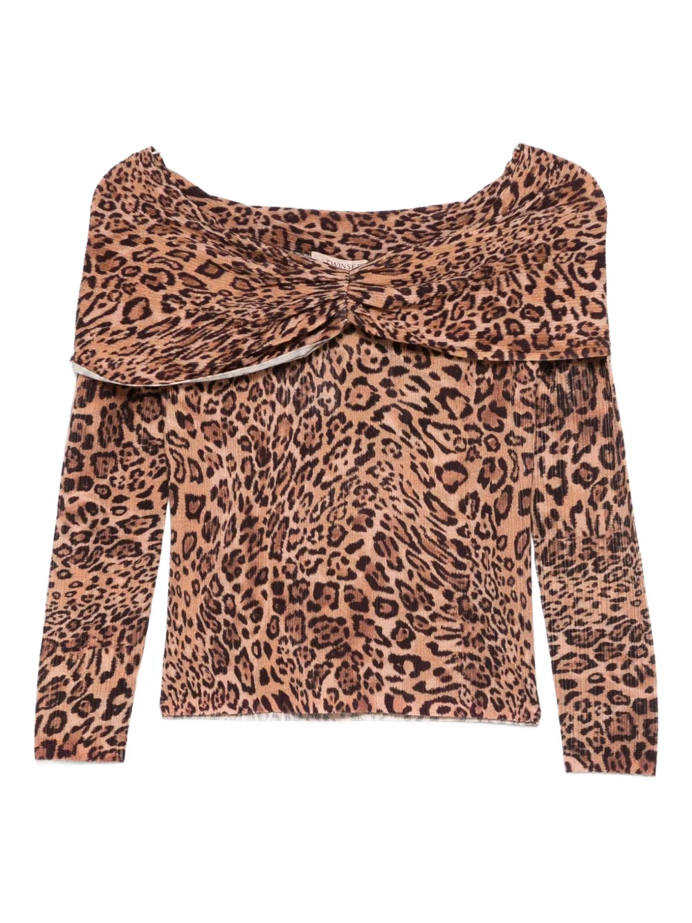 Twinset Leopard-print Off-shoulder Sweater In Brown