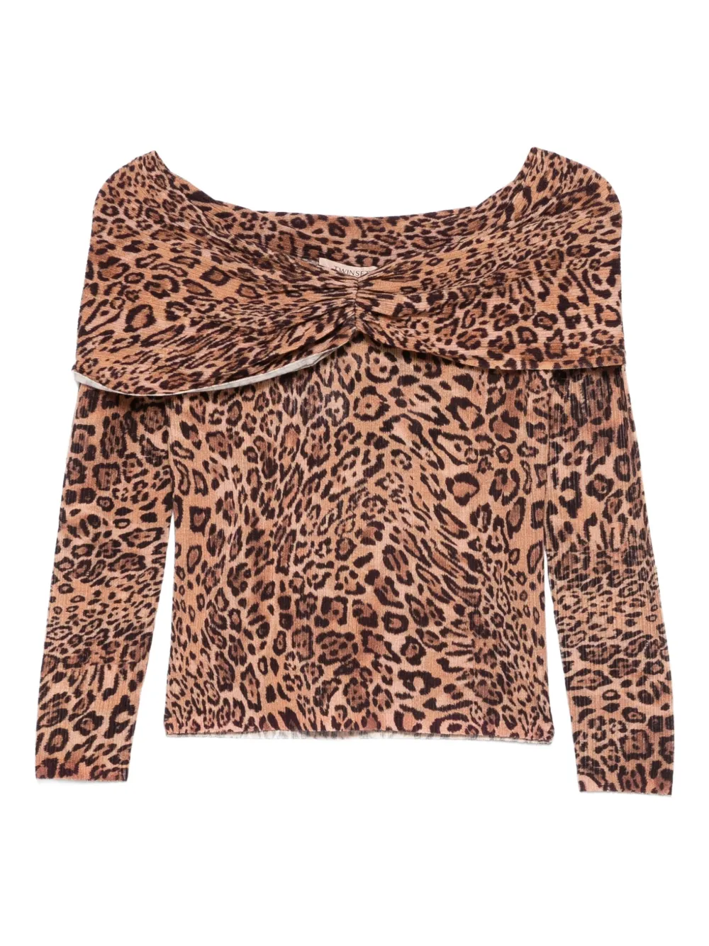 TWINSET Off-shoulder trui met luipaardprint Bruin