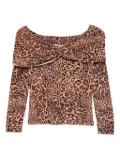 TWINSET leopard-print off-shoulder sweater - Brown