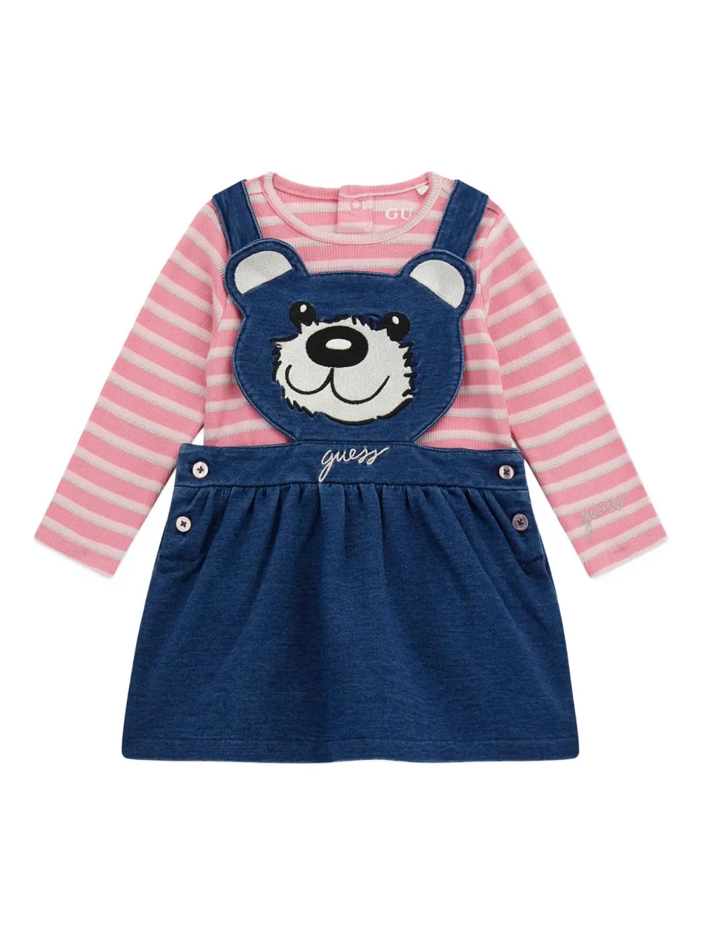 guess kids ストライプ ボディスーツ ワンピース セット - ピンク guess kids ストライプ ボディスーツ ワンピース セット - ピンク