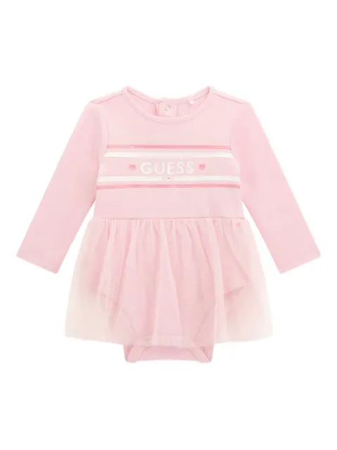 guess kids logo-embellished tulle bodysuit