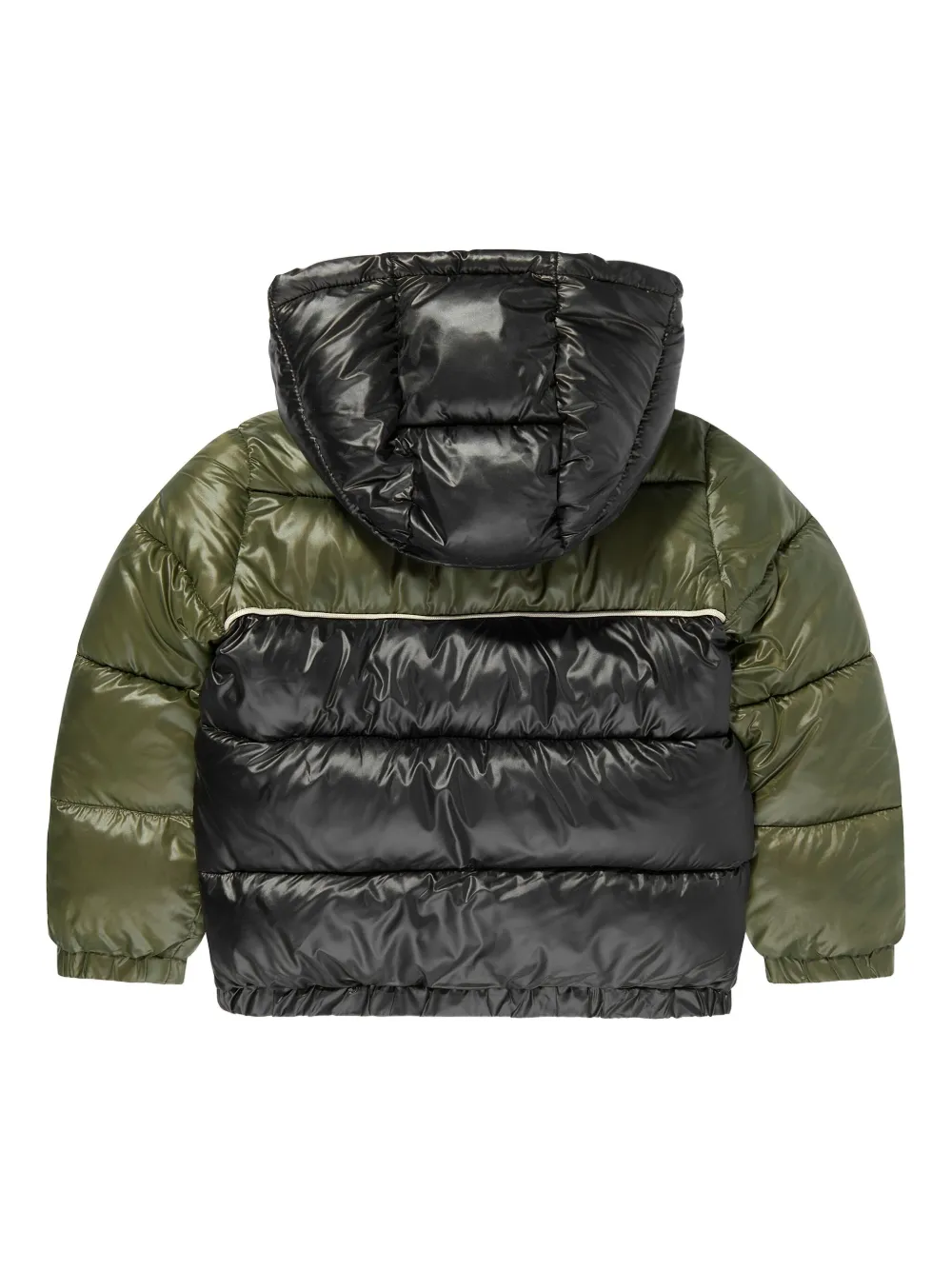 guess kids hooded two-tone puffer jacket Groen