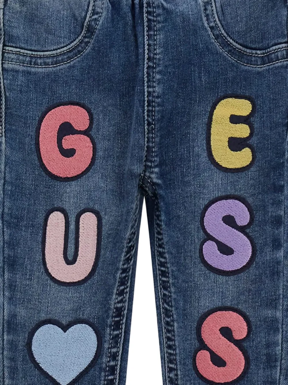 guess kids Jeans met elastische taille en logopatch Blauw