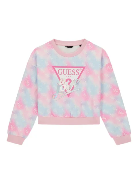 guess kids logo-print tie-dye sweatshirt