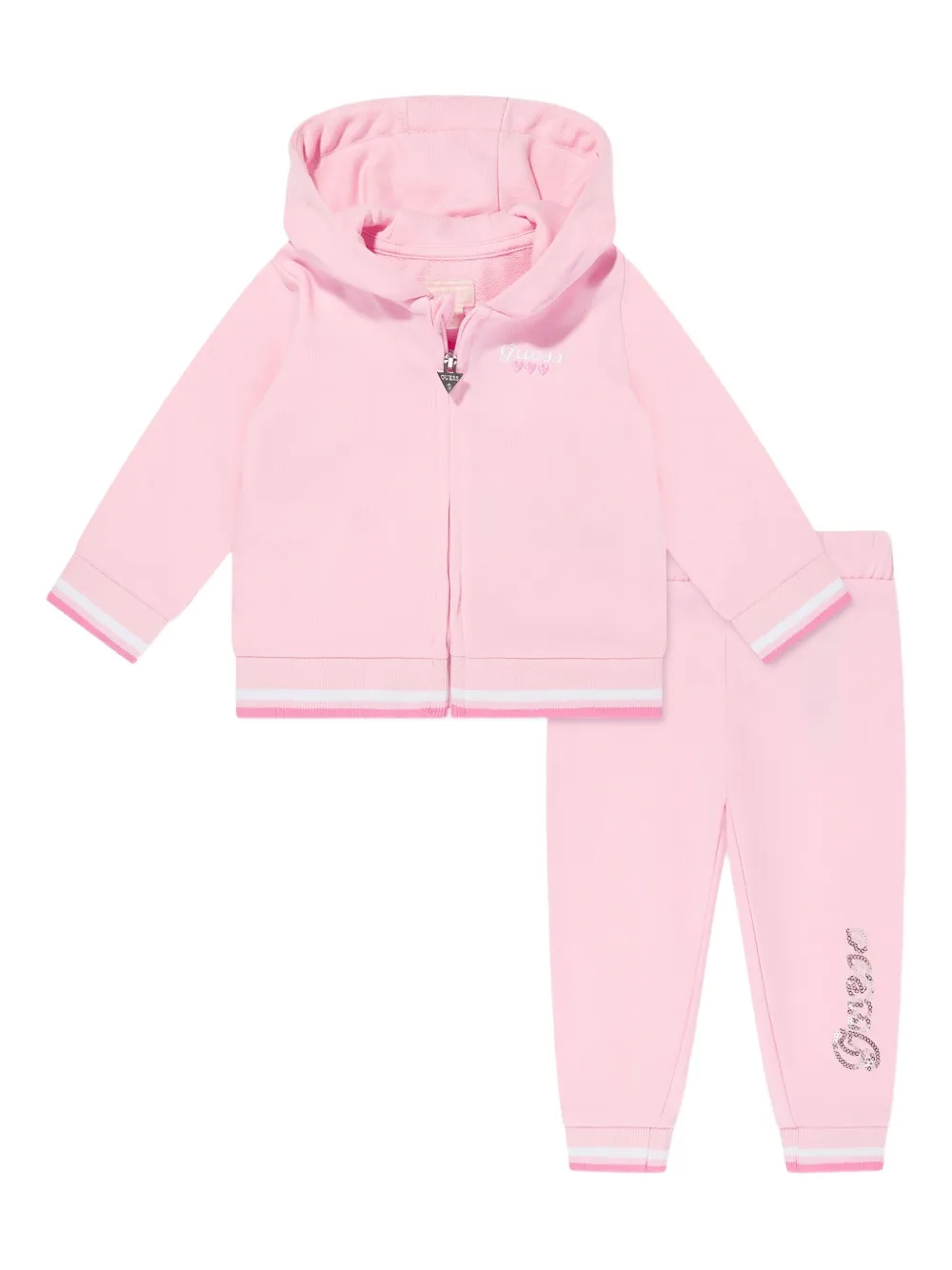 guess kids rhinestone-embellished tracksuit | Pink | Image 1