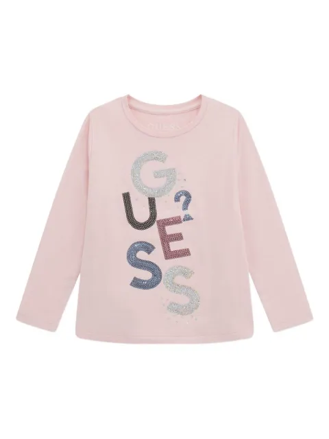 guess kids embellished long-sleeve top