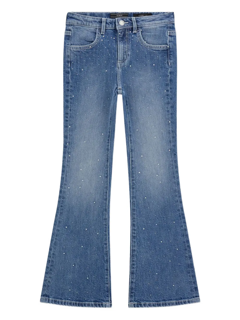 Guess kids Verfraaide flared jeans Blauw