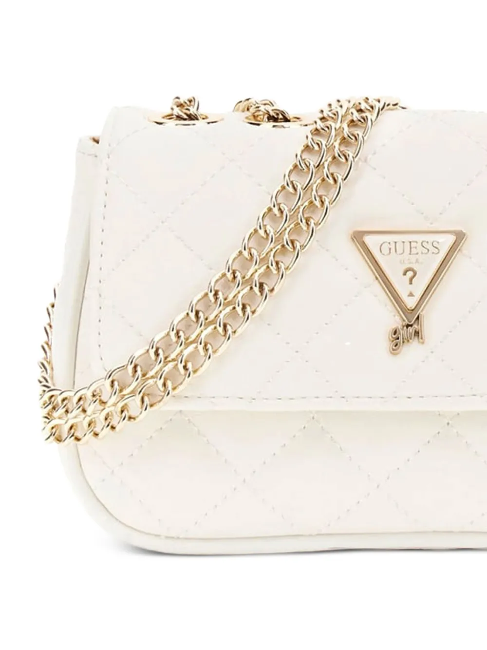 Guess Quilted Chain Bag In White