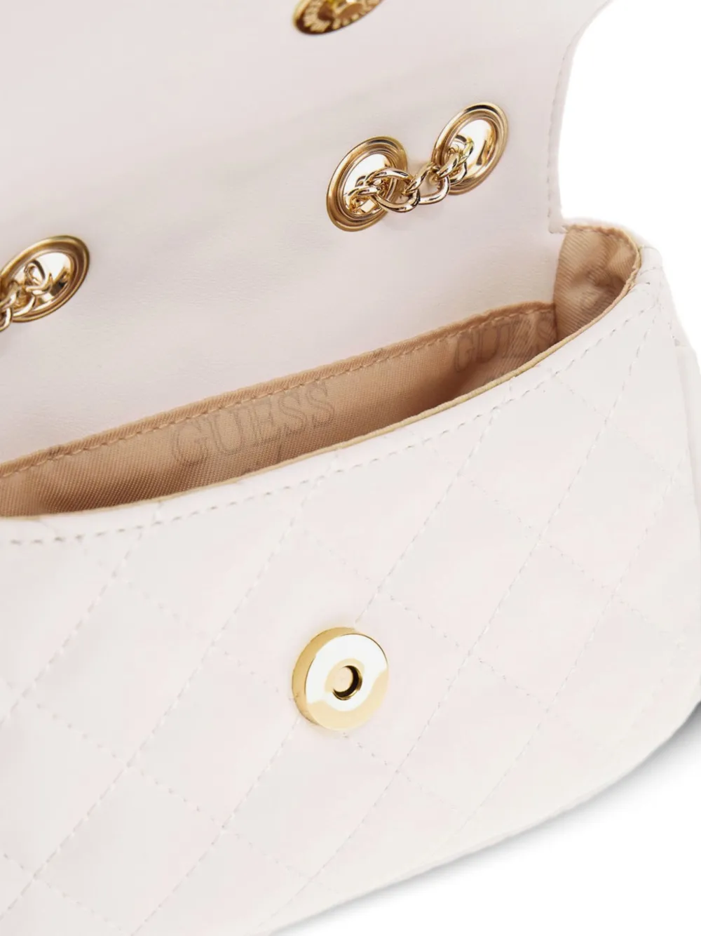 Guess Quilted Chain Bag In White