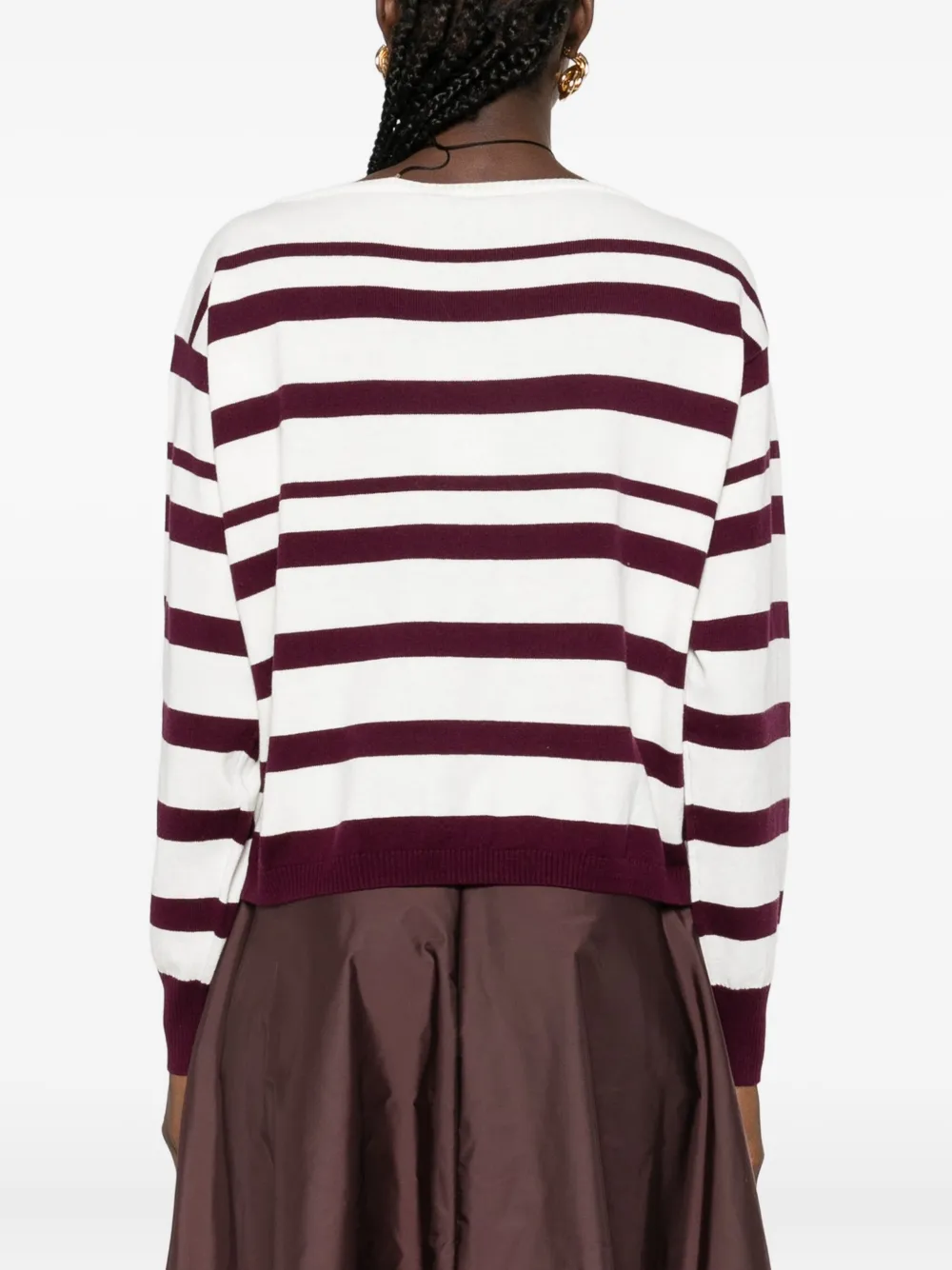 TWINSET Gestreepte trui verfraaid met logo Wit