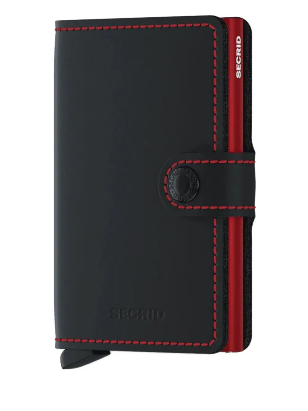 Secrid Leather Stitching Mini Wallet In Black