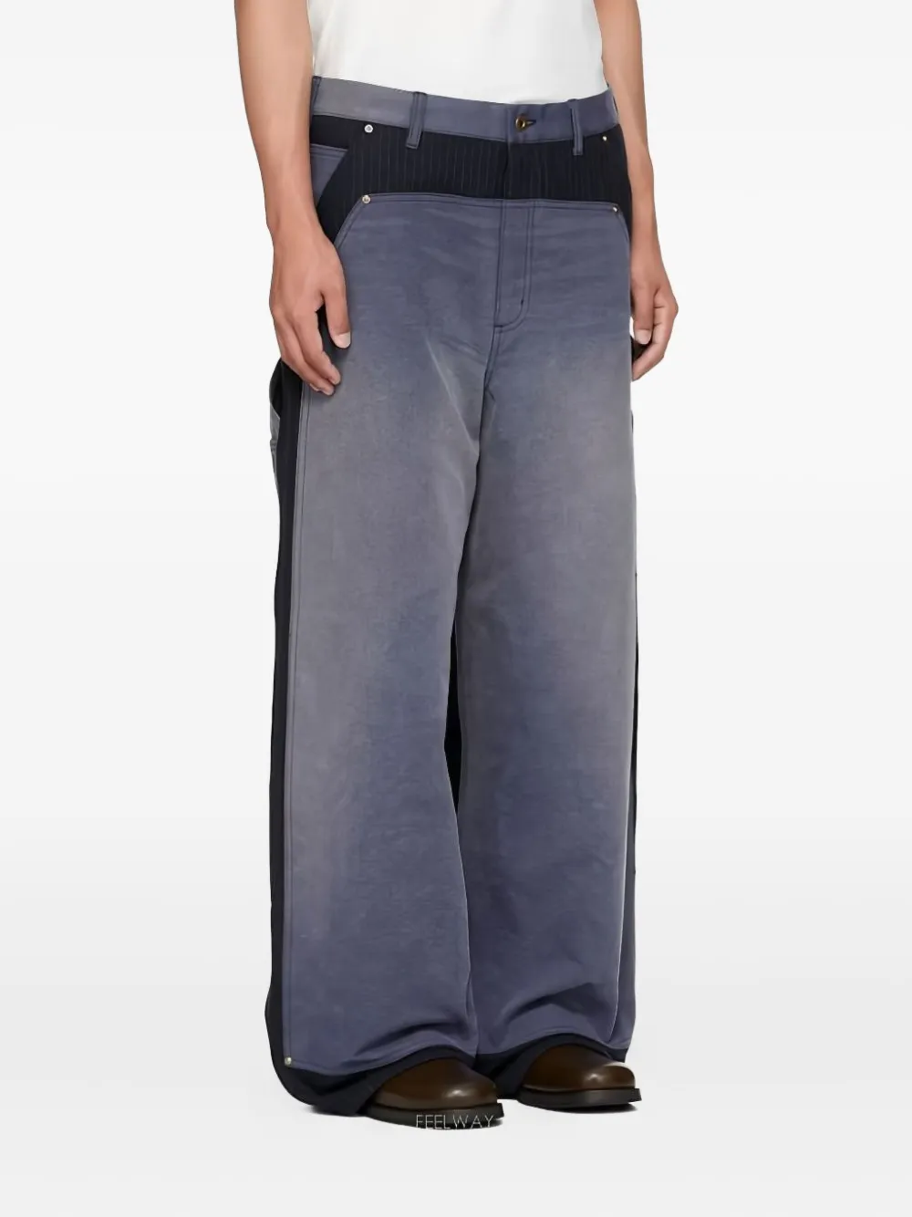  Khoki Panelled Trousers - Blue 