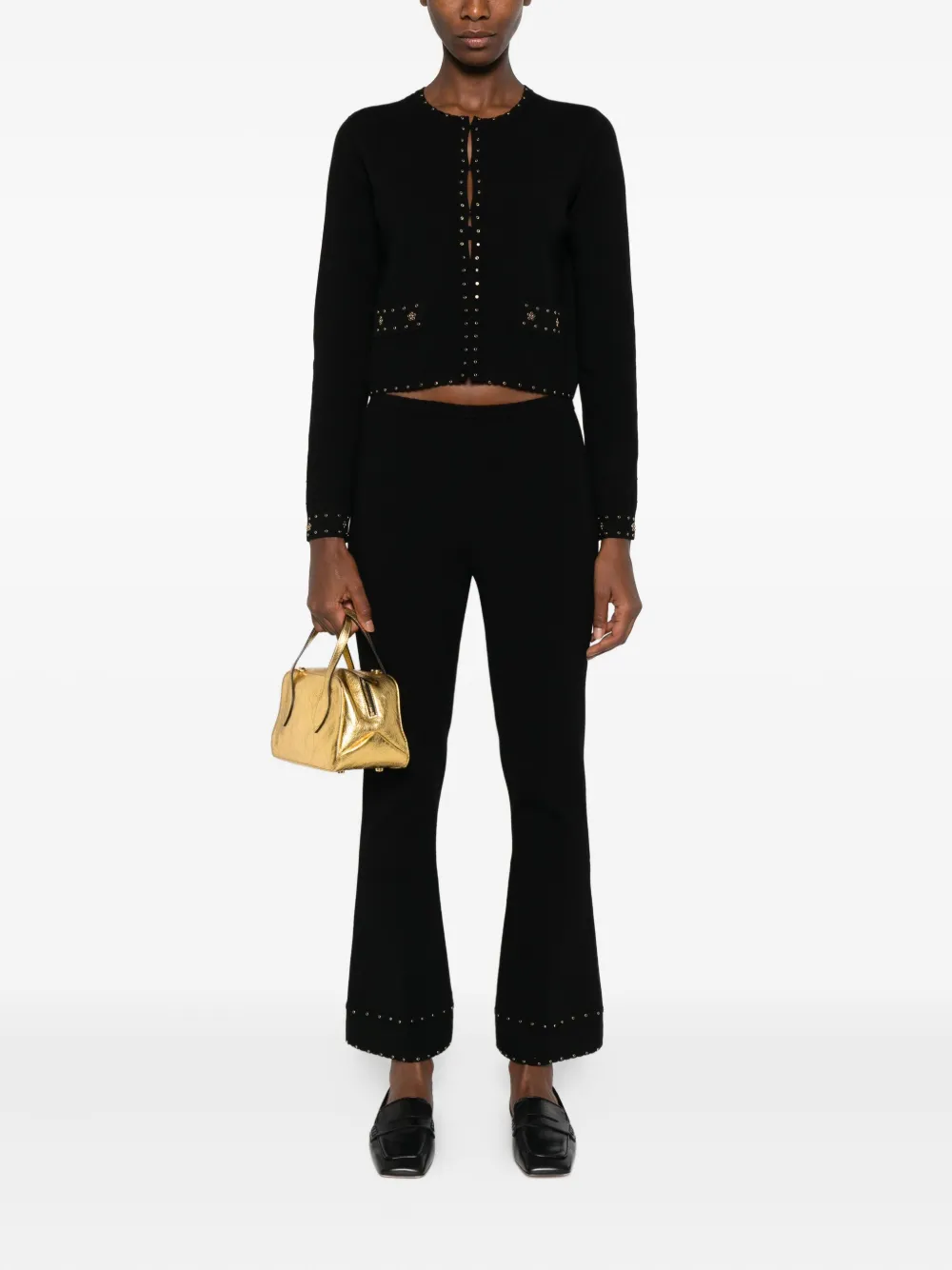 TWINSET embellished flared trousers - Zwart
