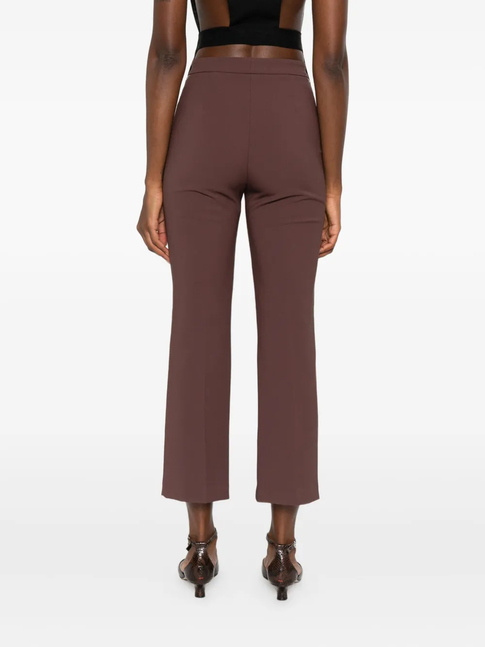 Elisabetta Franchi Flared broek met ritsdetail Bruin