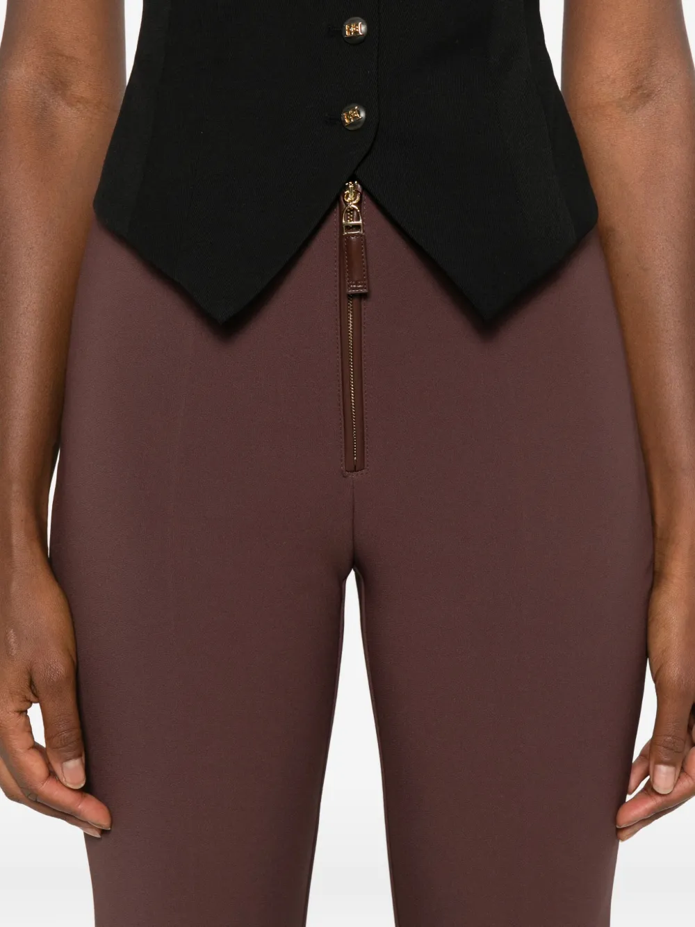 Elisabetta Franchi Flared broek met ritsdetail Bruin