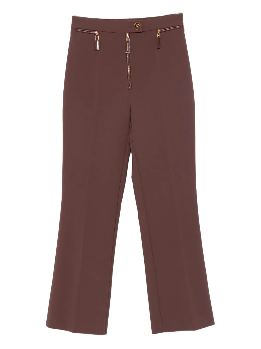 Elisabetta Franchi Flared broek met ritsdetail Bruin