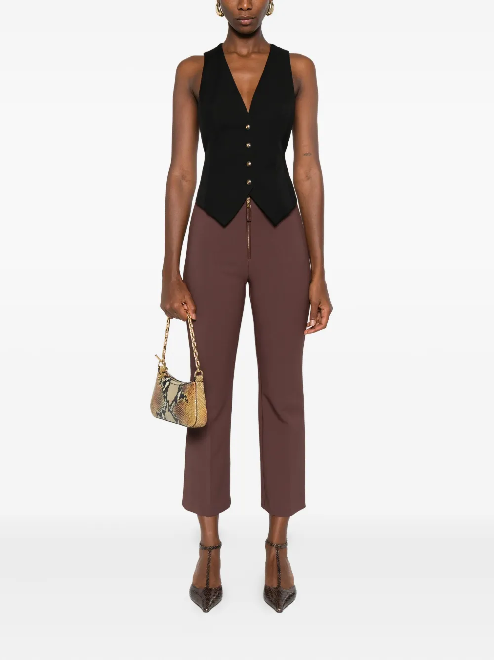 Elisabetta Franchi zip-detail flared trousers - Bruin