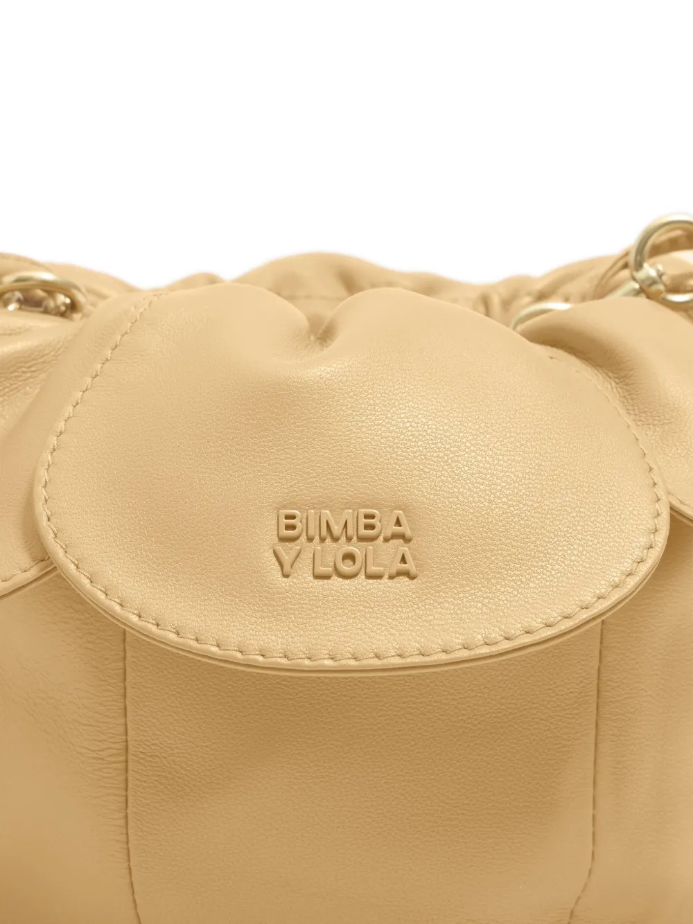 Bimba y Lola Schoudertas met trekkoord en bloemdetail - Geel