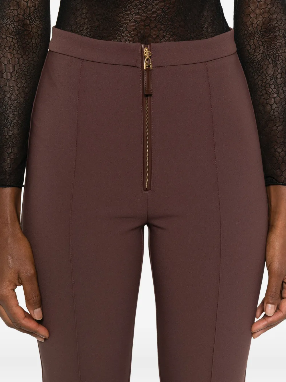 Elisabetta Franchi Flared broek met rits Bruin