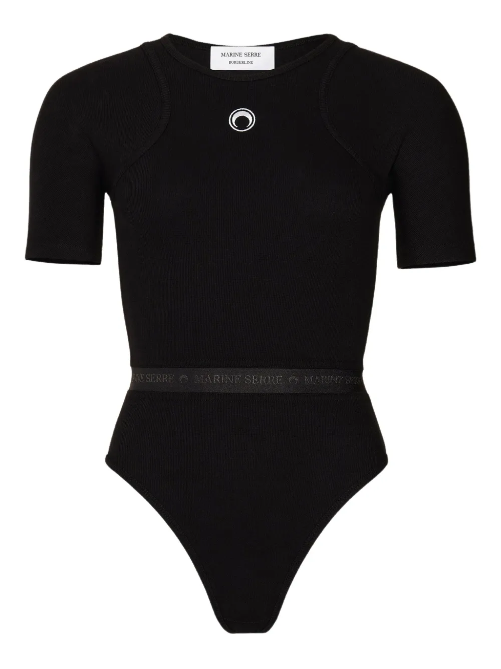 Marine Serre Ribbed Logo Bodysuit In Black