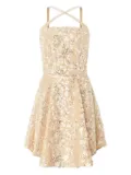 Genny sequin-embellished cross-halter mini dress - Neutrals