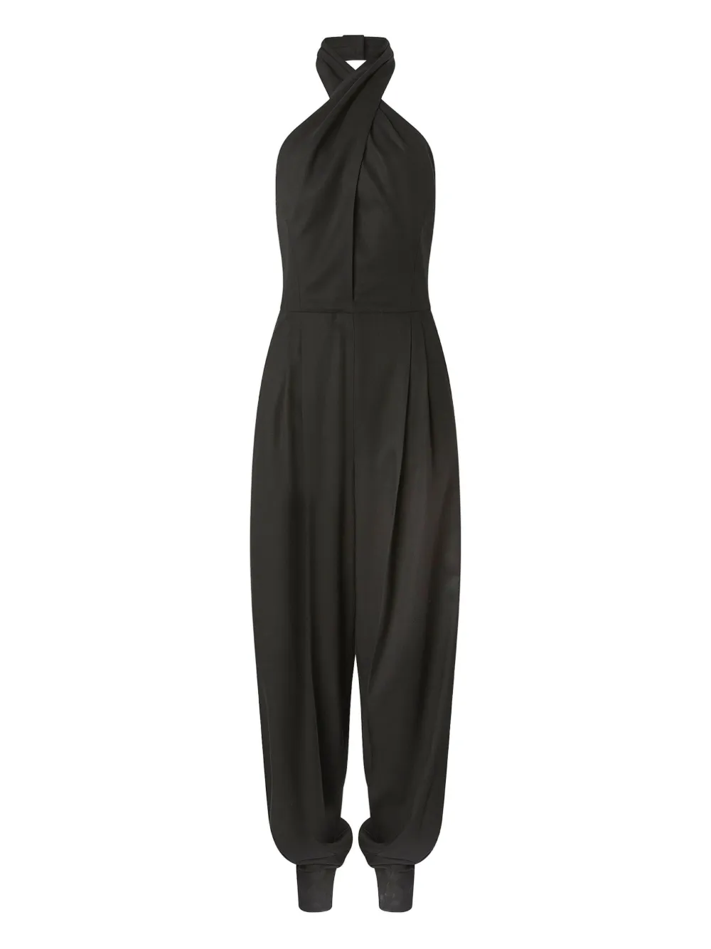 Genny halter-neck pleated-front jumpsuit | Black | Image 1