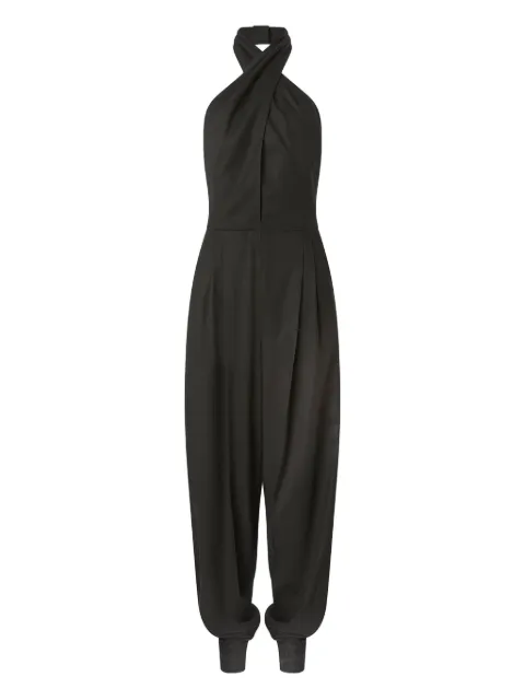 Genny halter-neck pleated-front jumpsuit