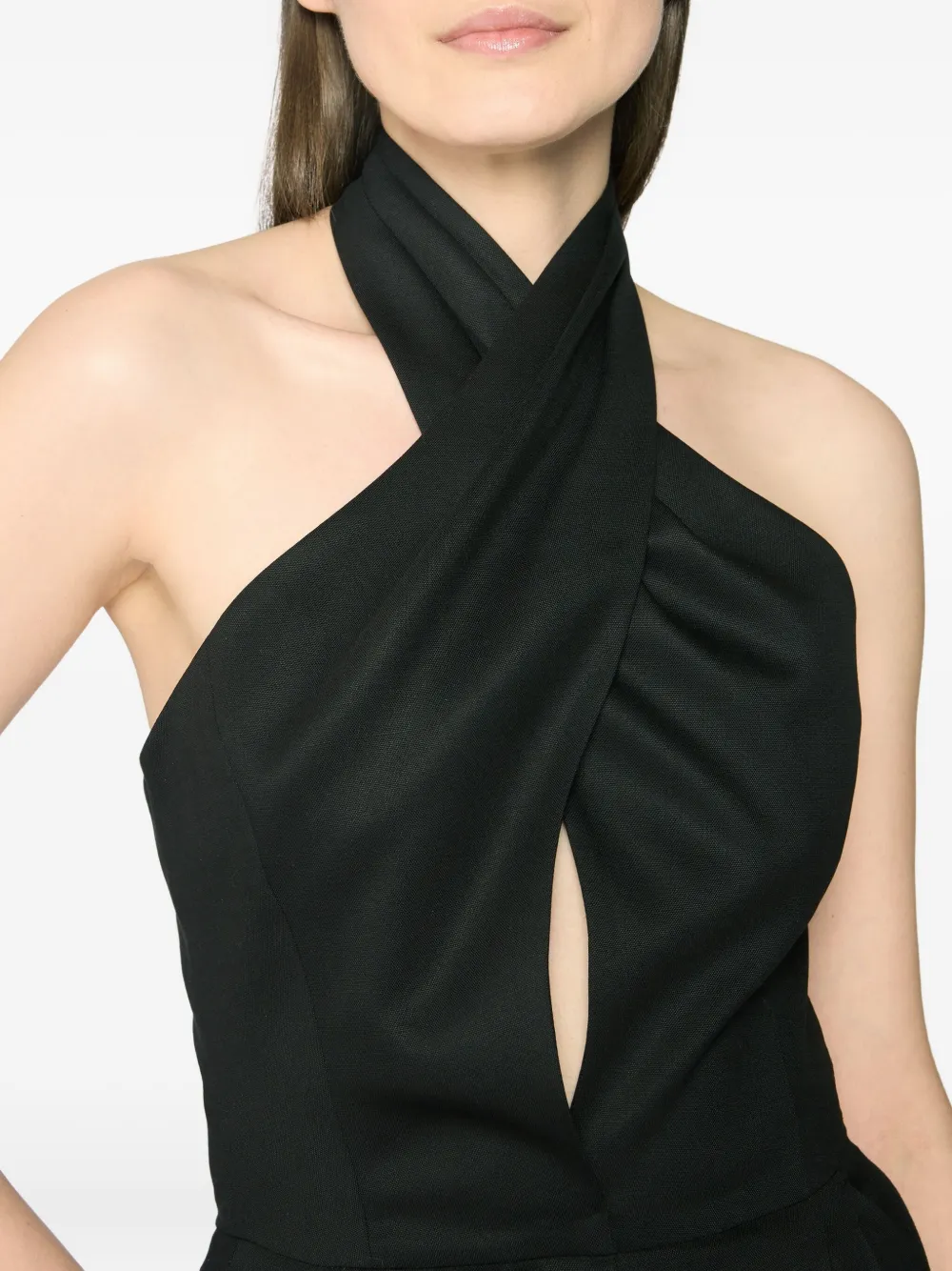 Genny Halter-neck Pleated-front Jumpsuit In Black