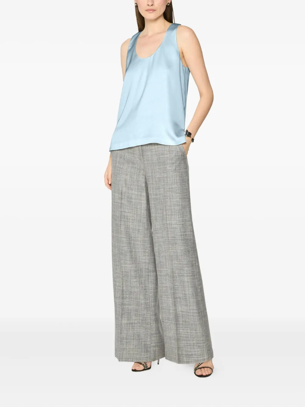 Genny scoop-neck satin top | Blue | Image 1