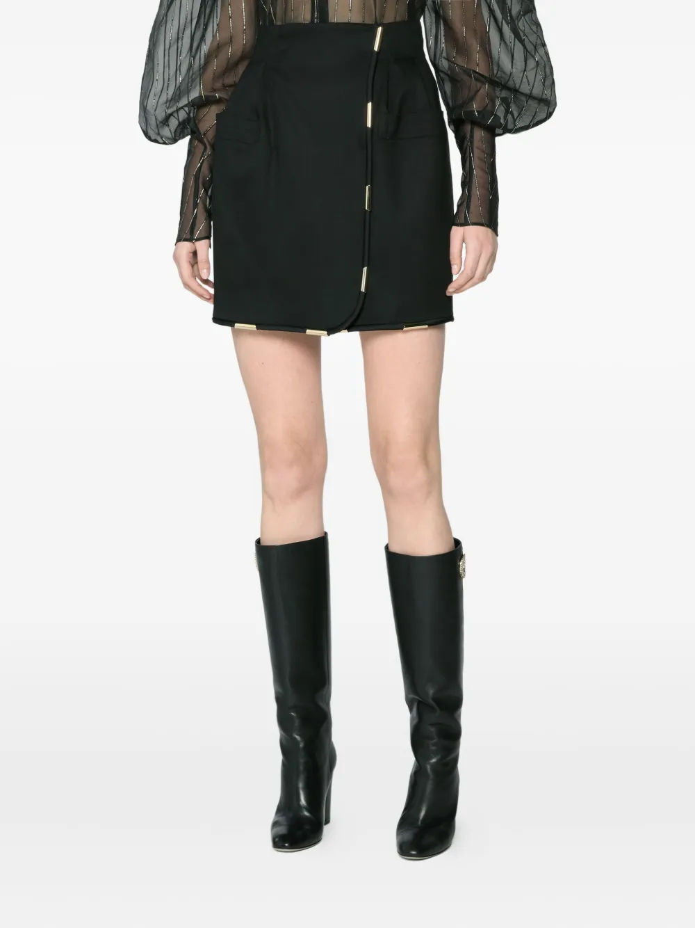 Genny Contrasting-trim Miniskirt In Black