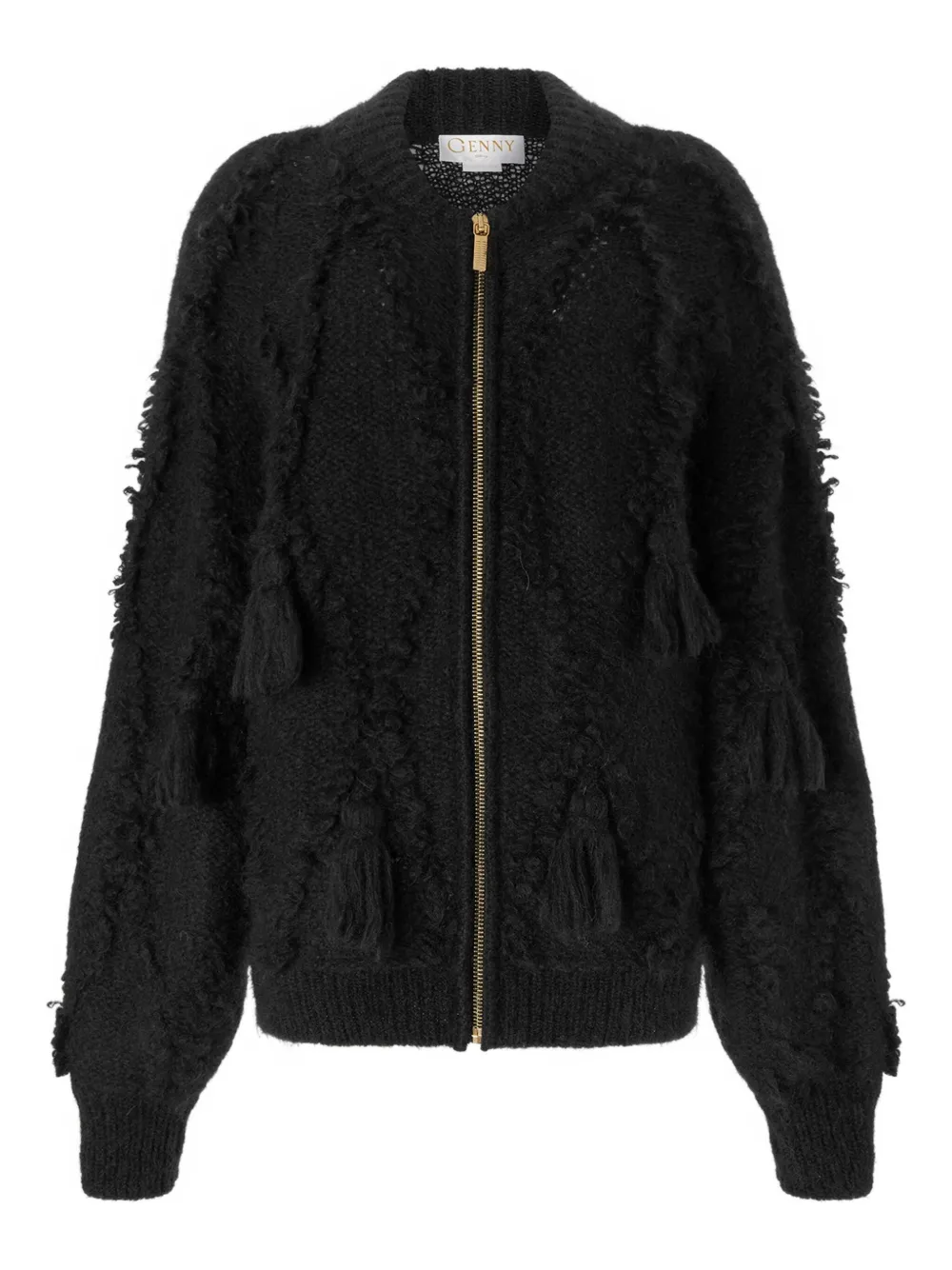 Genny tassel-embellished zip-front cardigan | Black | Image 1