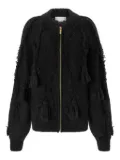 Genny tassel-embellished zip-front cardigan - Black
