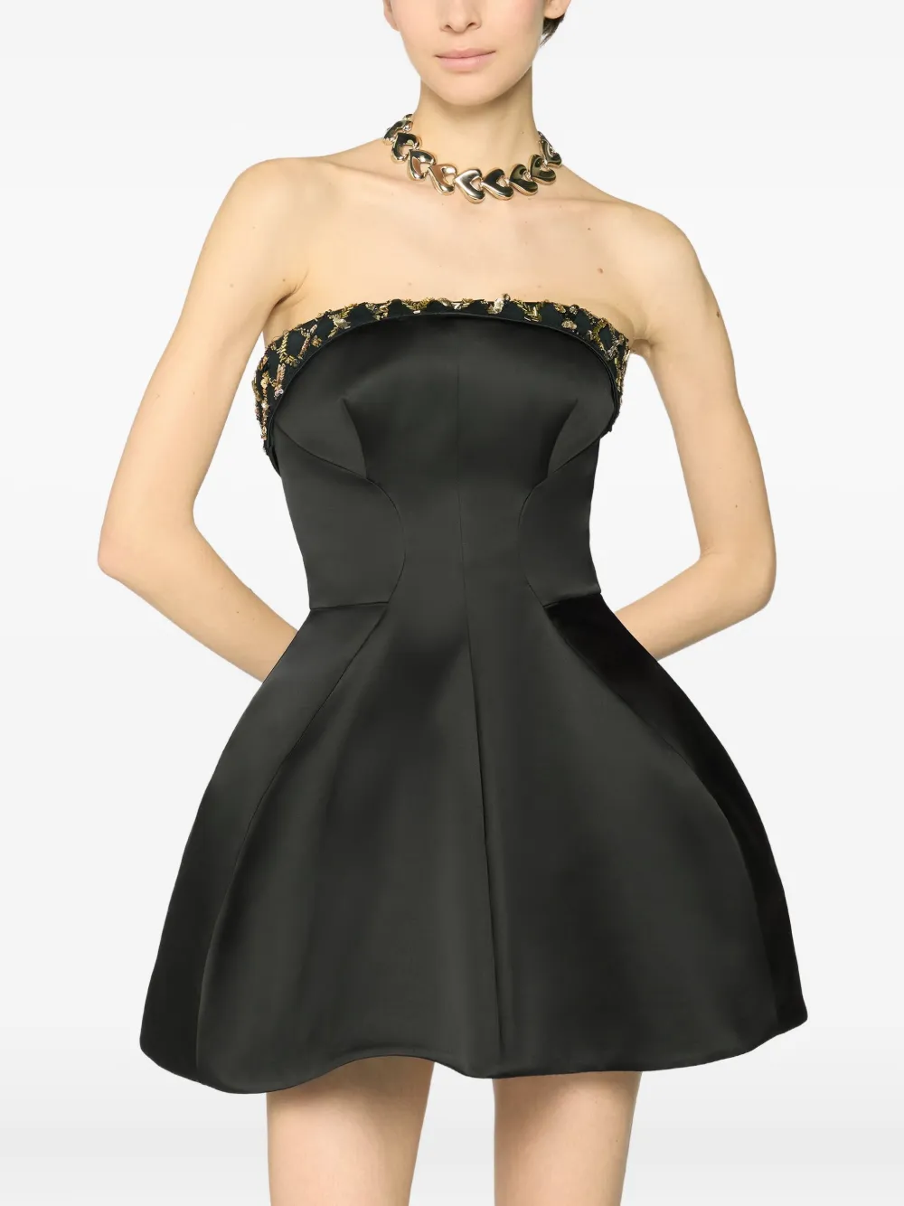 Genny Verfraaide strapless jurk Zwart