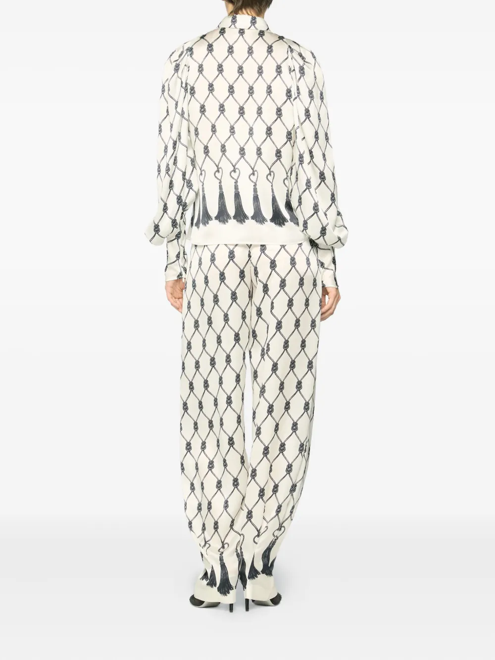 Genny Tassel-print Blouse In White