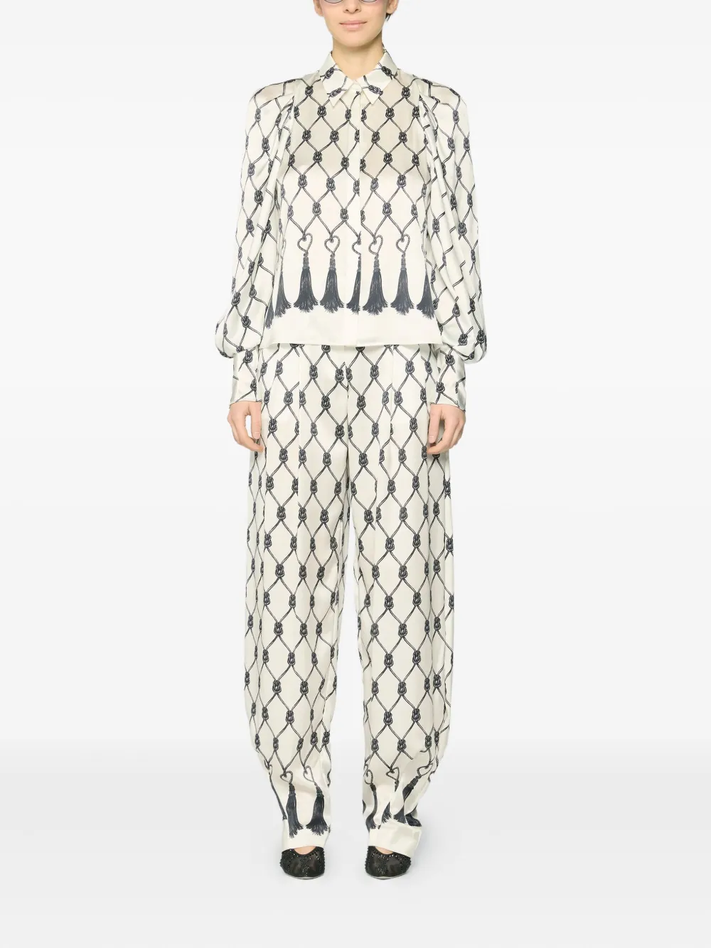 Genny Blouse met kwastjesprint - Wit
