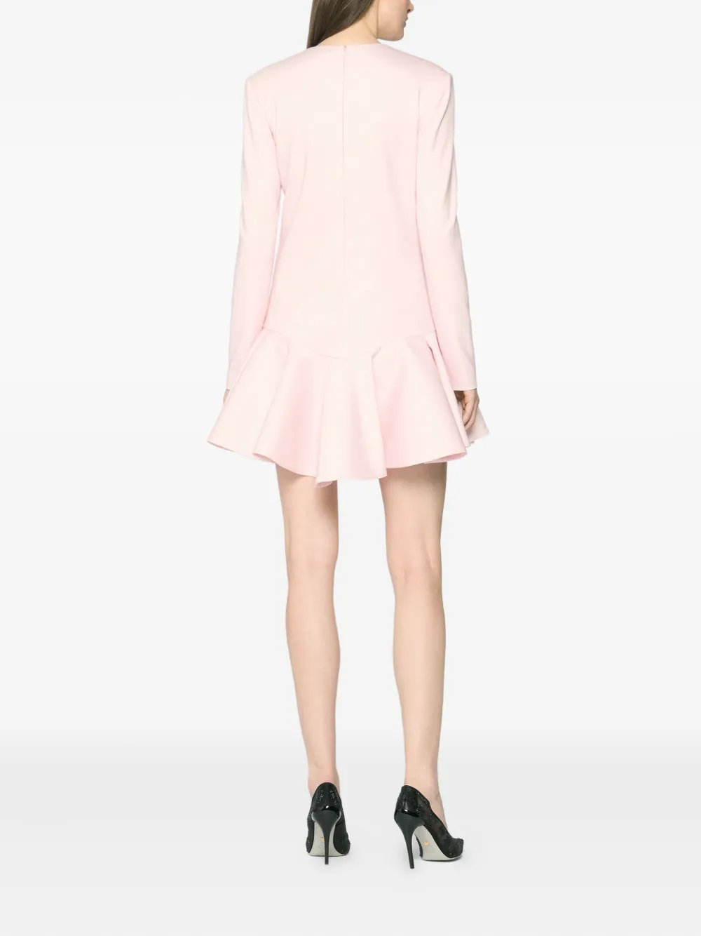 Genny Peplum jurk met V-hals Roze