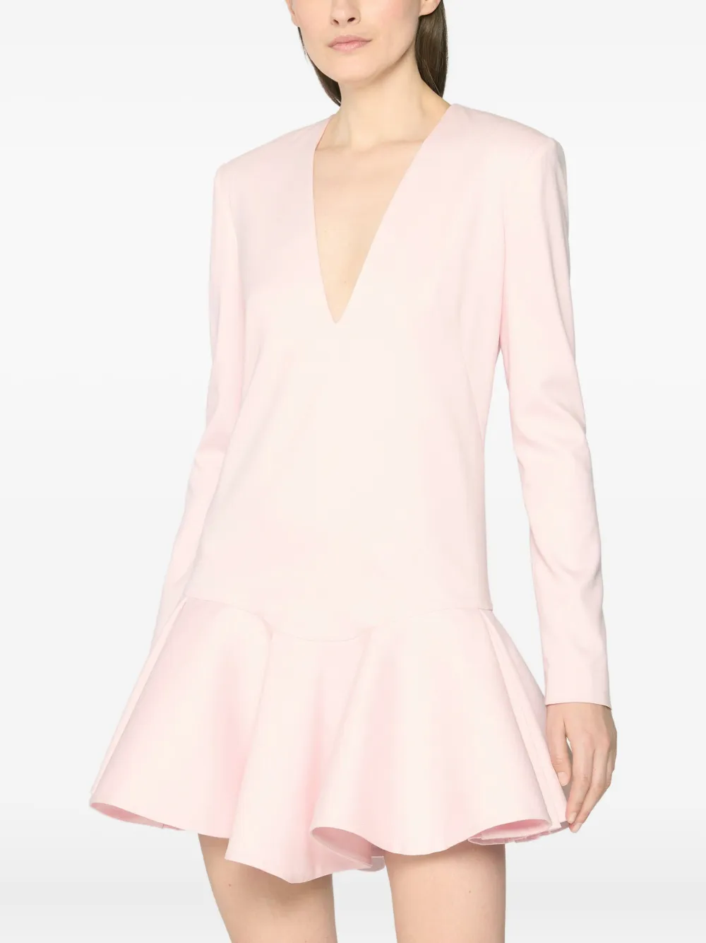 Genny Peplum jurk met V-hals Roze