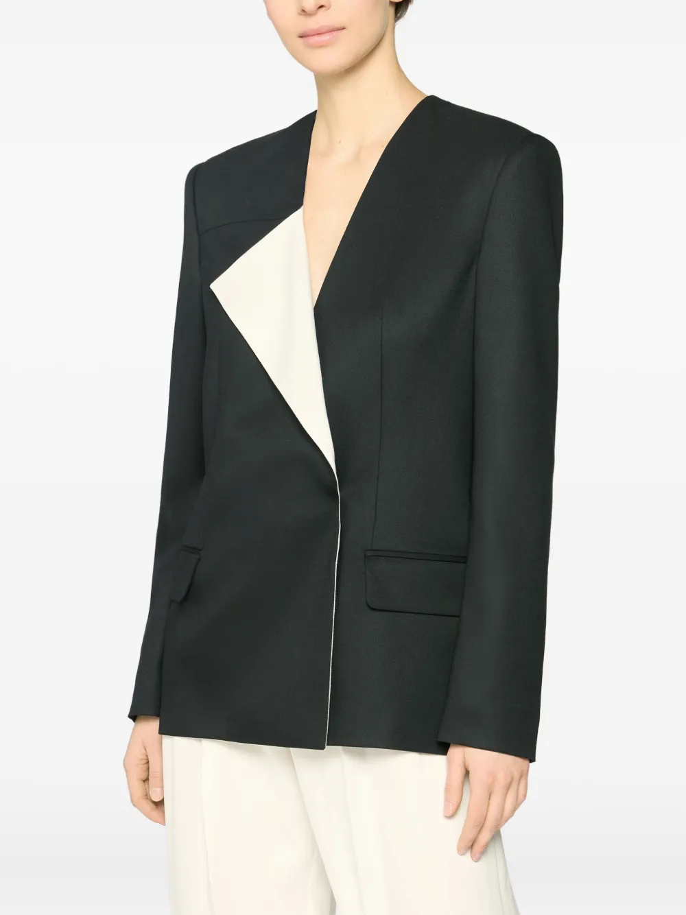 Genny Contrasting~panel Blazer In Black