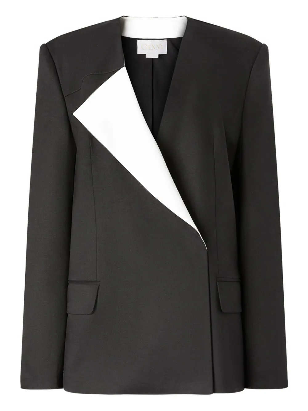 Genny contrasting~panel blazer | Black | Image 1