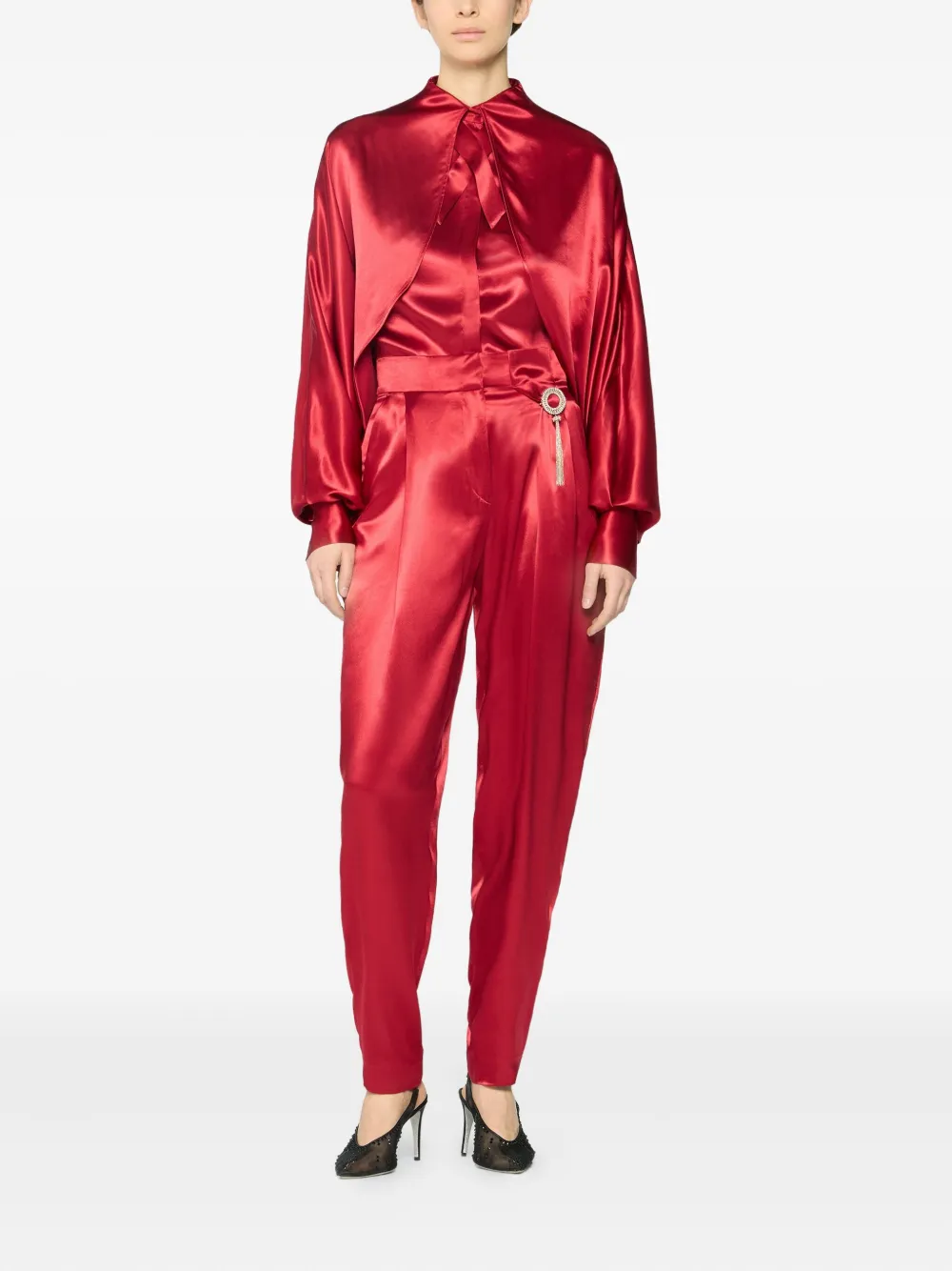 Genny Satijnen blouse - Rood