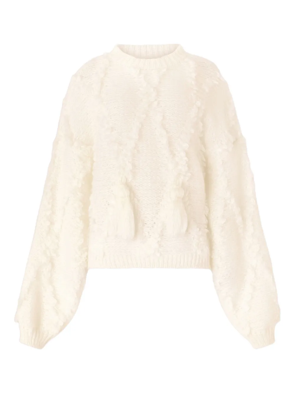 Genny Textured Pom-pom Sweater In White