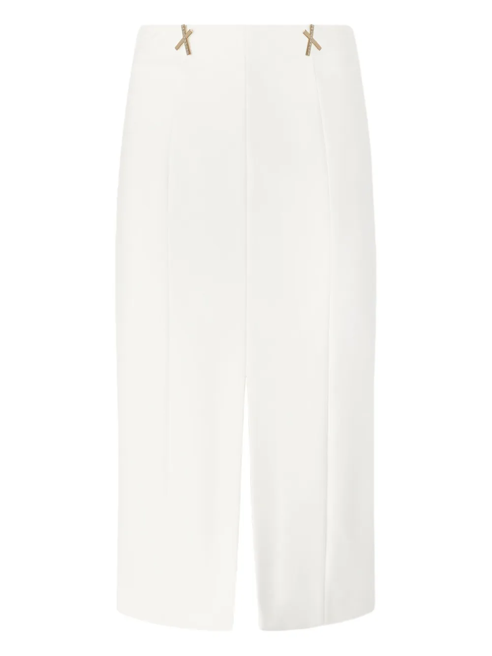 Genny Embellished Front-split Midi Skirt In White