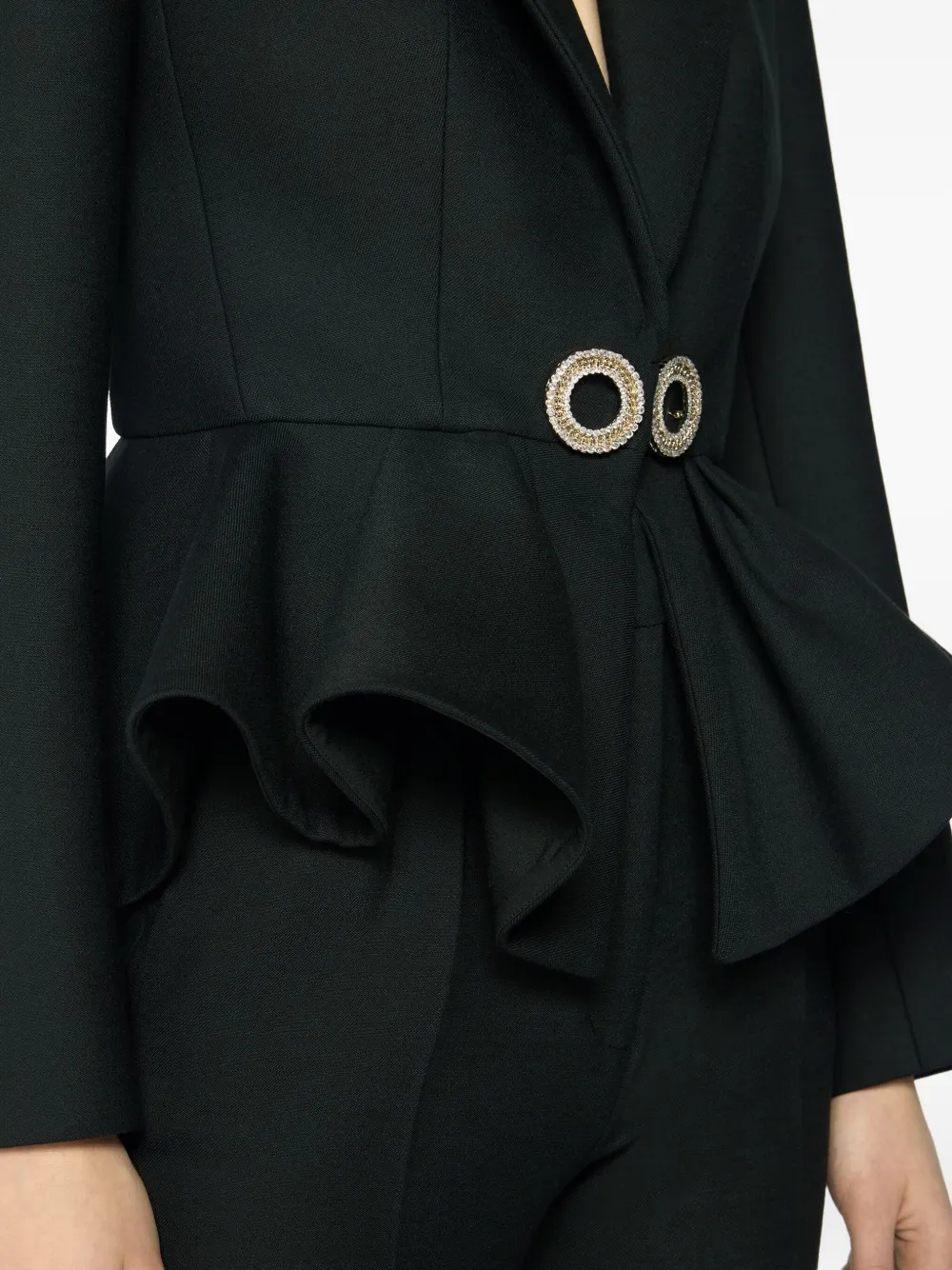 Genny Crystal-embellished Peplum Jacket In Black