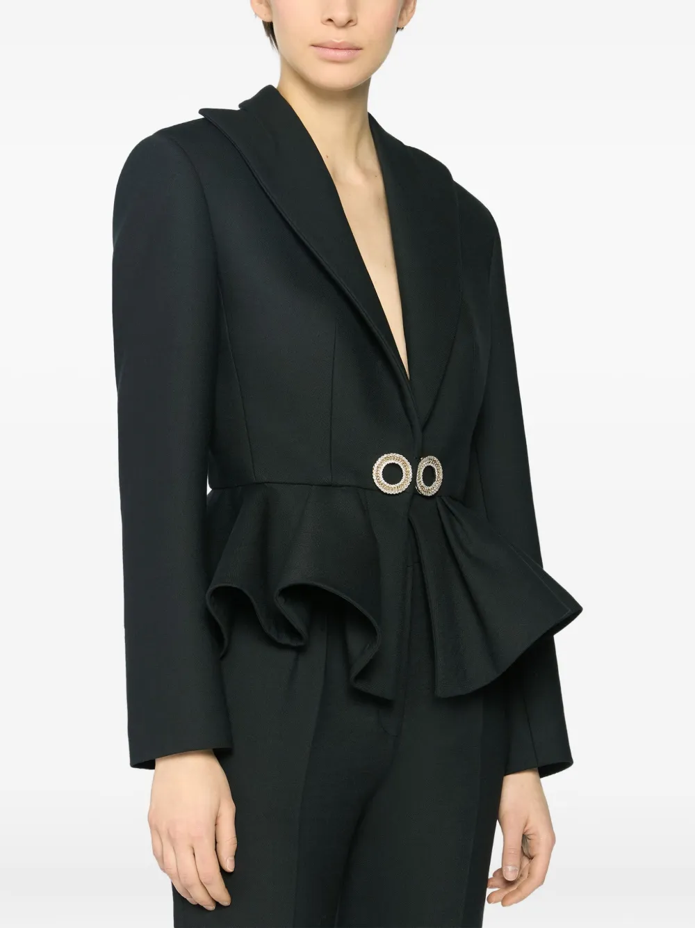 Genny Crystal-embellished Peplum Jacket In Black