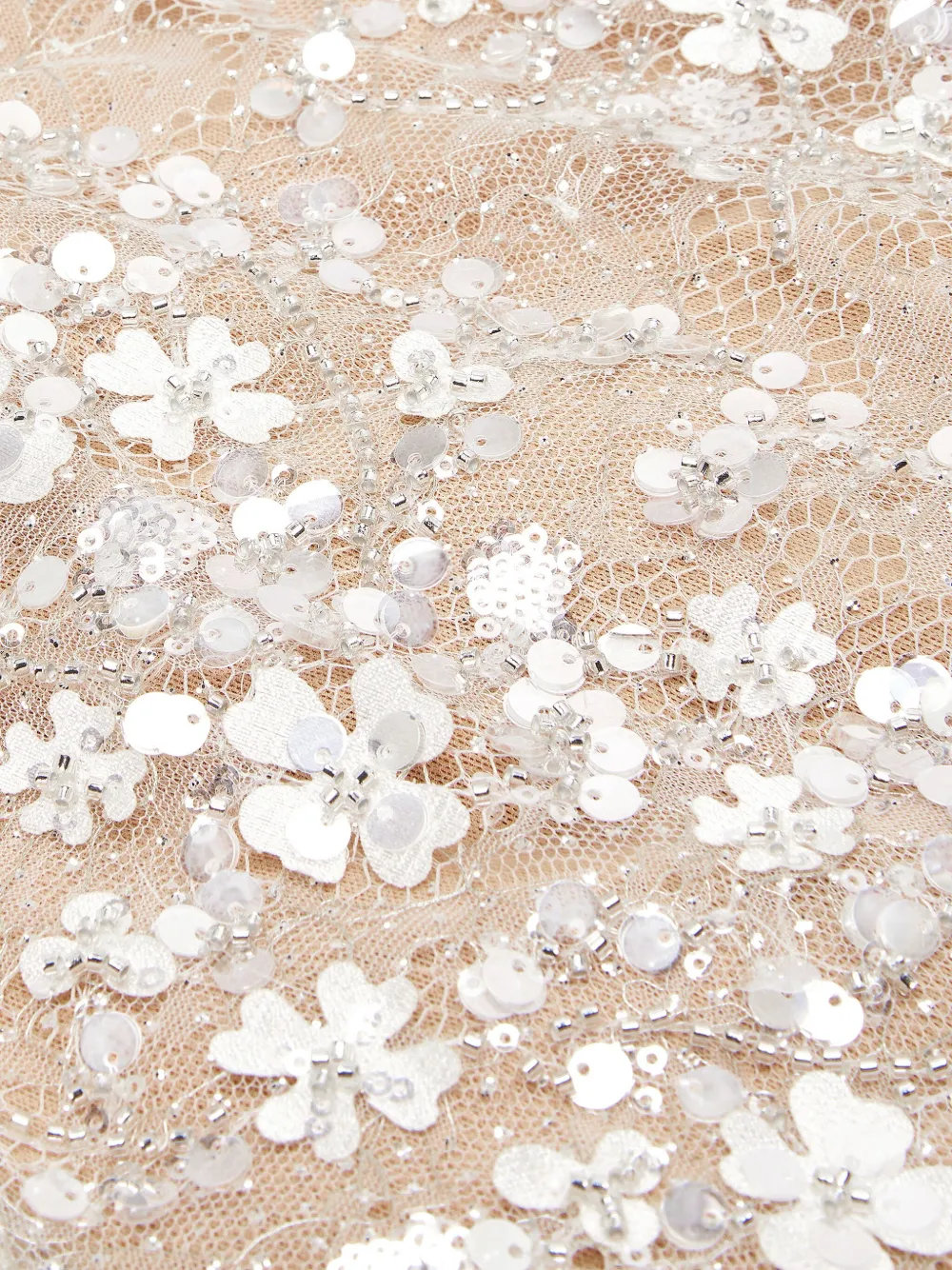 Genny Jurk verfraaid met pailletten en bloemen - Beige