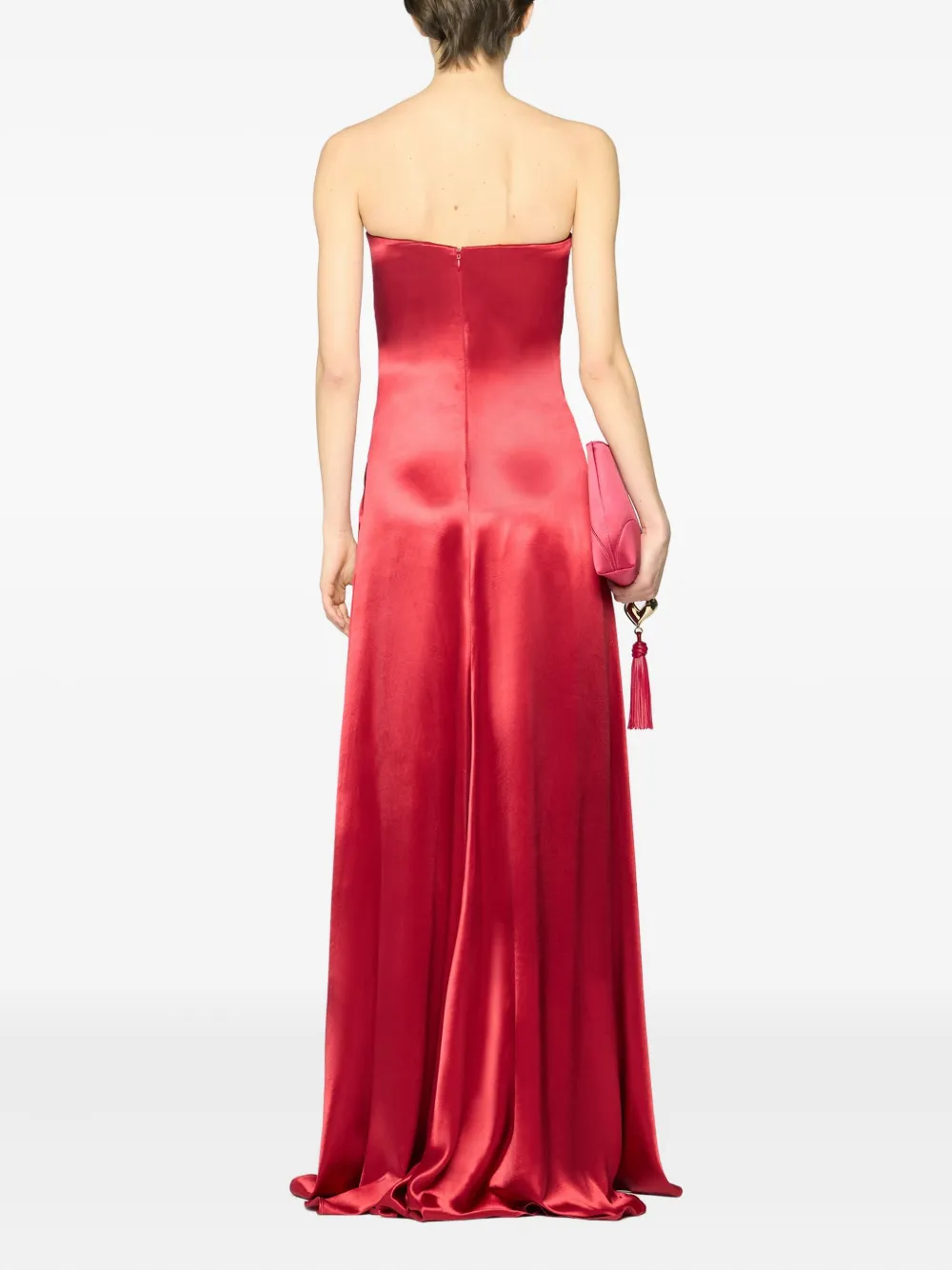Genny Crystal-embellishment Satin Dress In Red