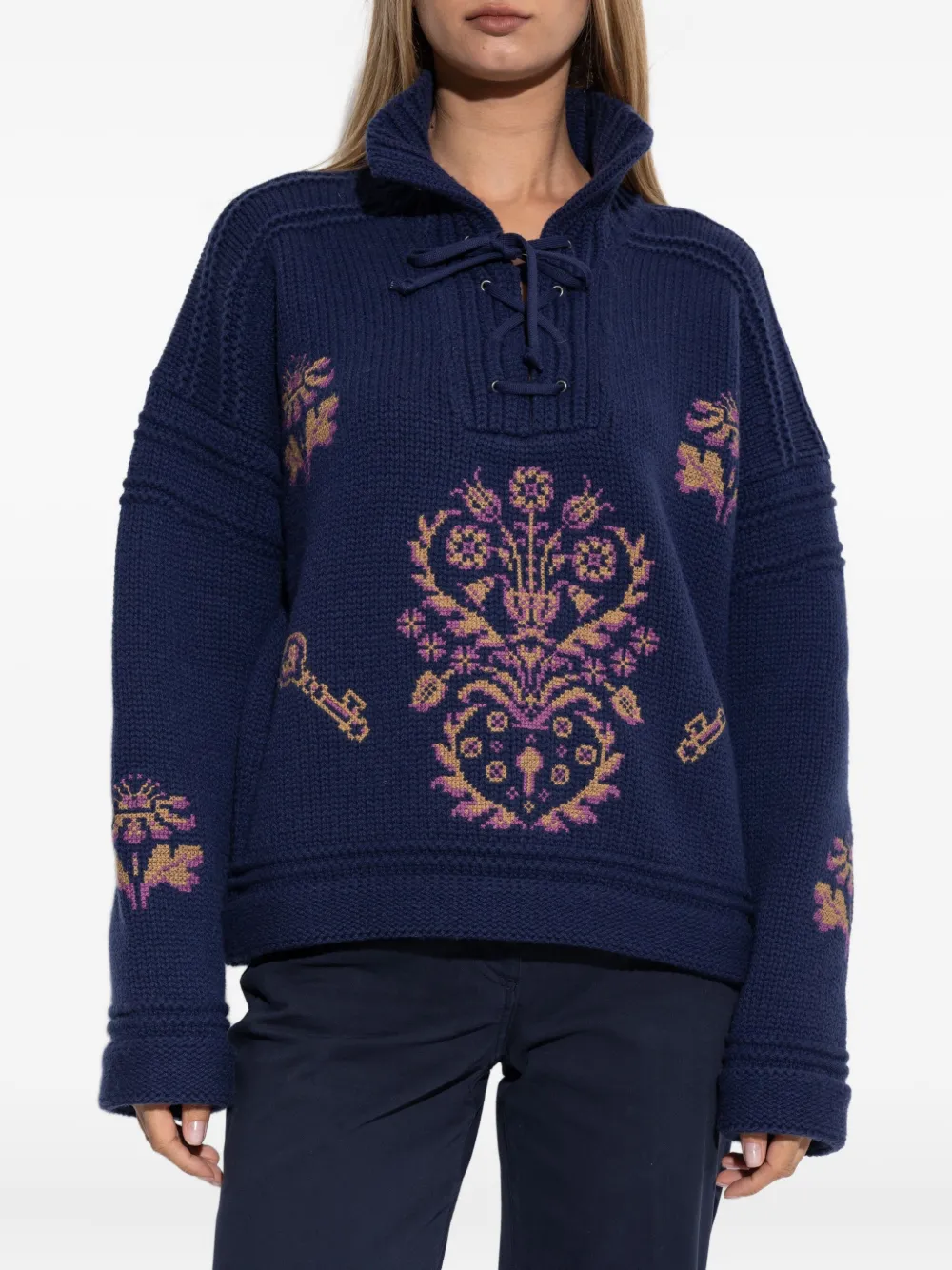 ETRO Trui met geborduurde veters B0065 BLUE
